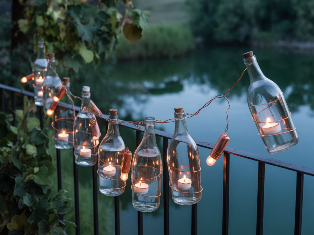 Wie du aus weinflaschen, solarlichtern und kupferdraht eine hängende balkon‑lichterkette ohne kabel baust