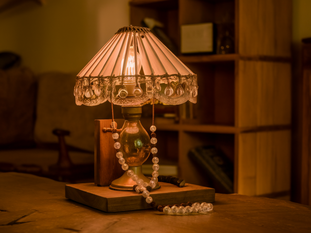 wie du mit einer alten stehlampe und einer glasperlenschnur eine stimmungsvolle DIY-leselampe baust