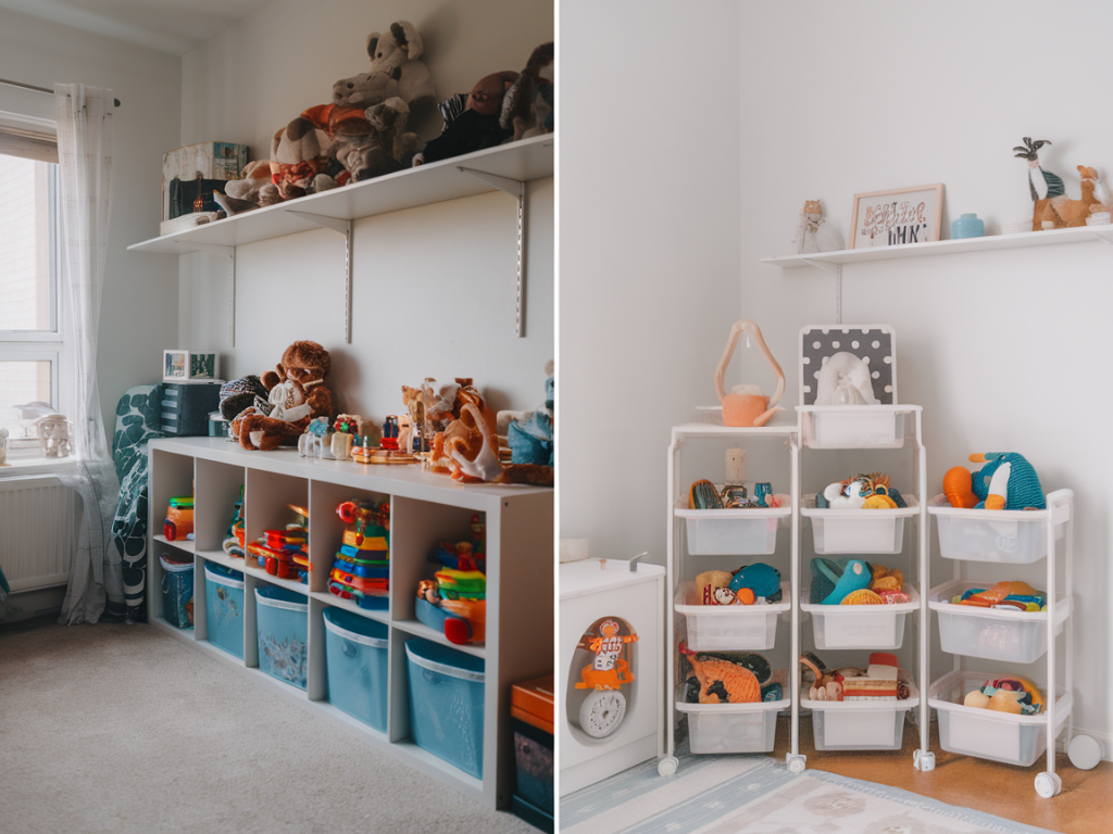 Kinderzimmer upcycling: aus einem regal wird ein rollendes spielzeuglager in einem tag